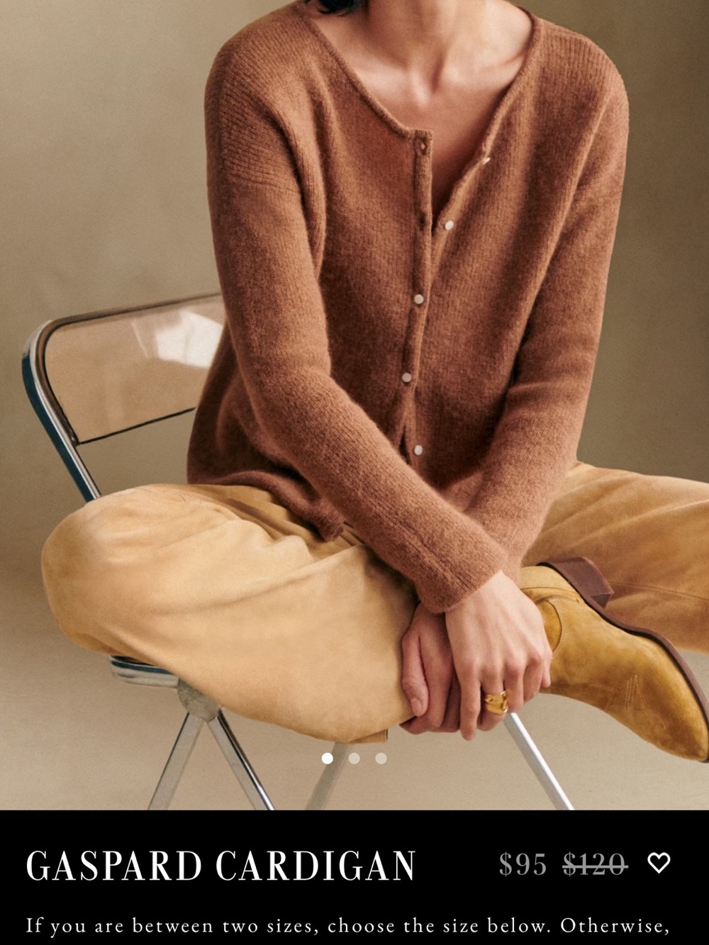 Sezane Gaspard Cardigan in Camel